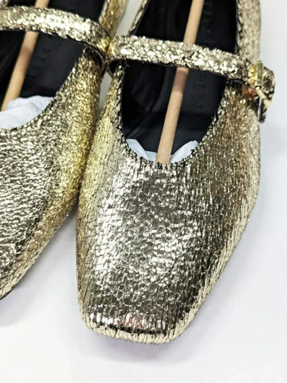 Katy Perry Women's Evie Mary Janes Flats in Gold Size 8 (MSRP $98)